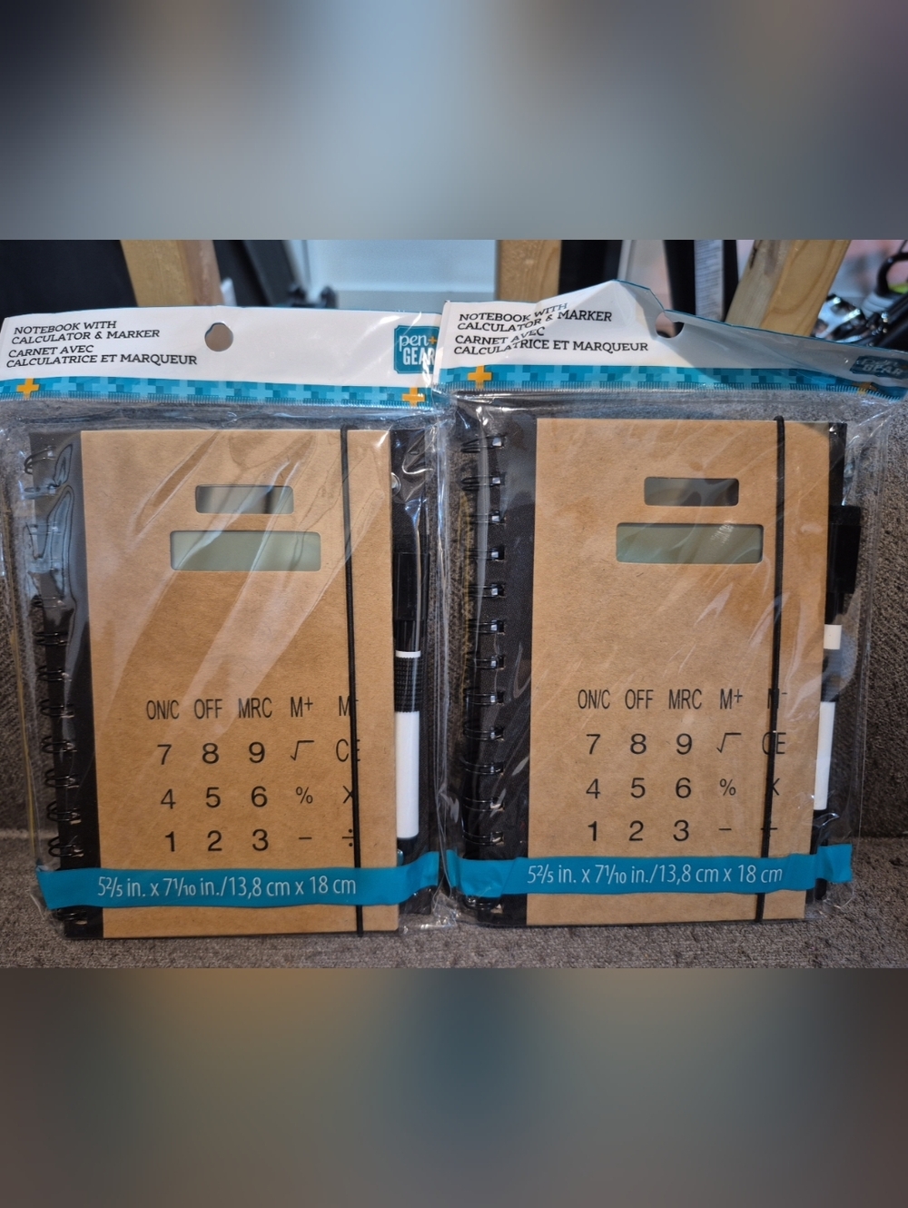 2 Pen Gear Kraft Cover Notebook with Calculator & Marker